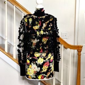 ZARA Black Sheer Ruffle Top